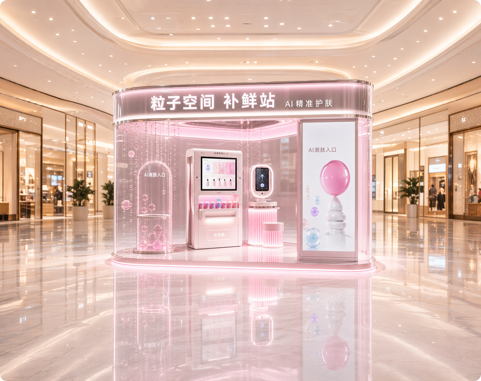 美妆连锁补鲜站 AI 精准护肤入口场景图